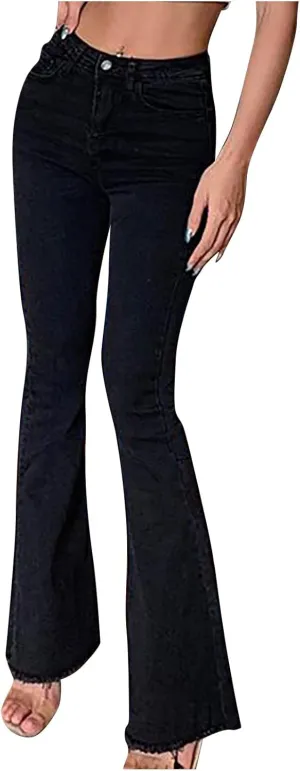 Women Juniors Mid Waist Skinny Fit Bootcut Pants Stretch Comfort Denim Flare Jeans Bell Bottom Jegging Jeans