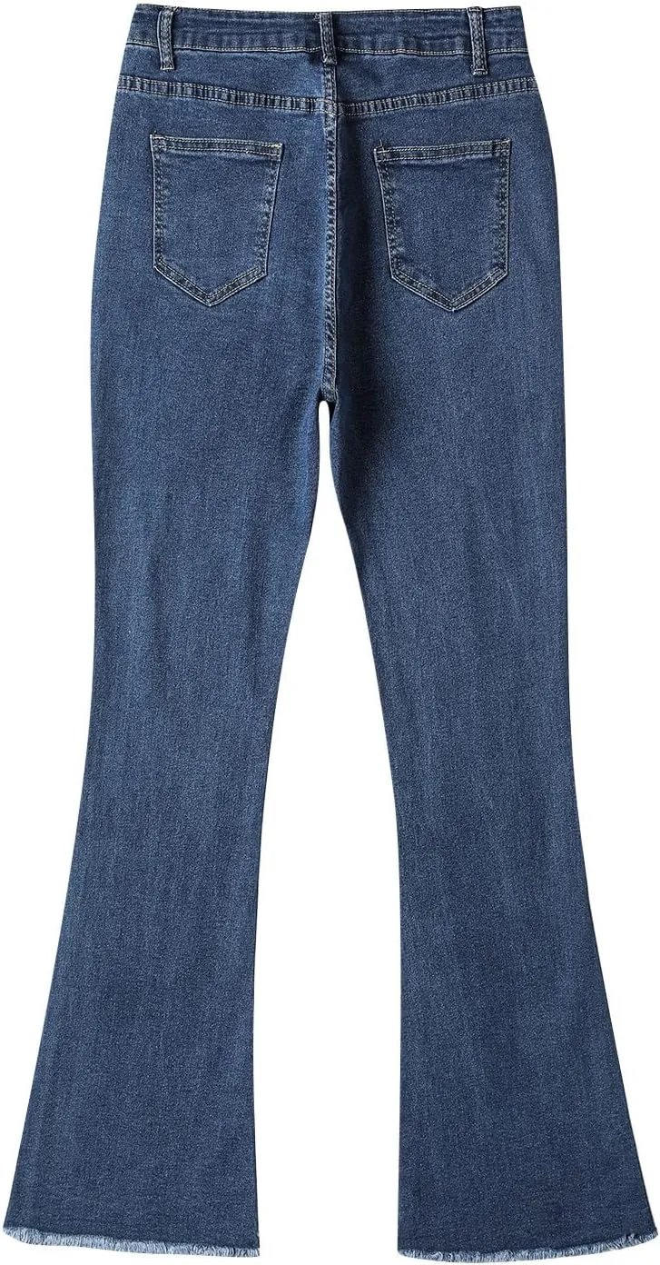 Women Juniors Mid Waist Skinny Fit Bootcut Pants Stretch Comfort Denim Flare Jeans Bell Bottom Jegging Jeans