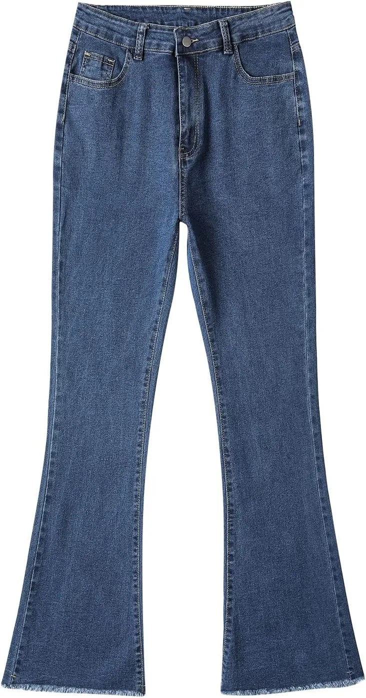 Women Juniors Mid Waist Skinny Fit Bootcut Pants Stretch Comfort Denim Flare Jeans Bell Bottom Jegging Jeans