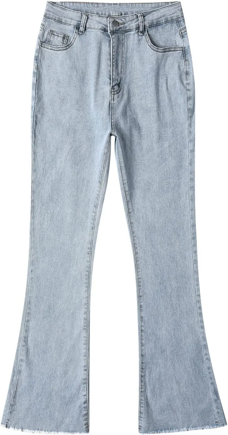 Women Juniors Mid Waist Skinny Fit Bootcut Pants Stretch Comfort Denim Flare Jeans Bell Bottom Jegging Jeans