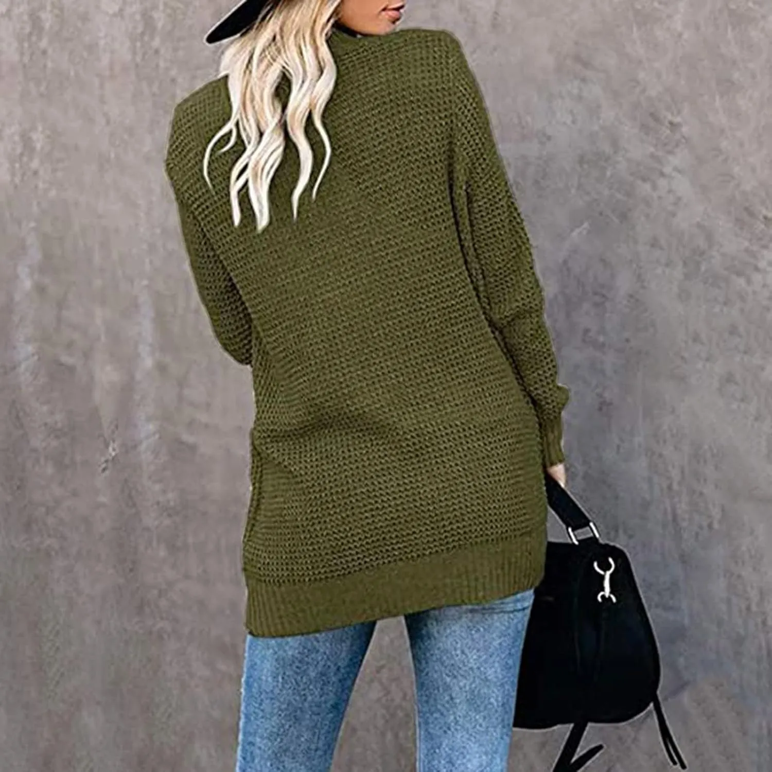 Women Loose Open Front Cardigan Fashion Lightweight Long Sleeve Casual Lightweight Soft Knit Sweaters Coat with Pocket