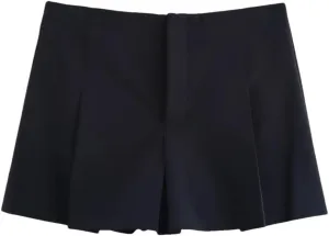 Women Plaid Short Mini Skirts Vintage High Waist Pleated A-Line Casual Shorts Skirts