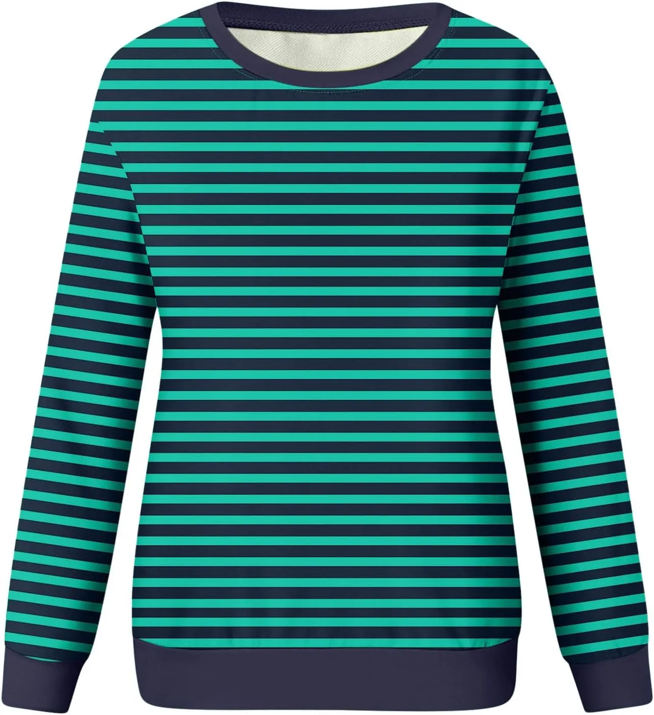 Women Striped Crewneck Sweatshirts Trendy 2024 Pullover Tops Long Sleeve Preppy Shirts Fall Fashion Clothing