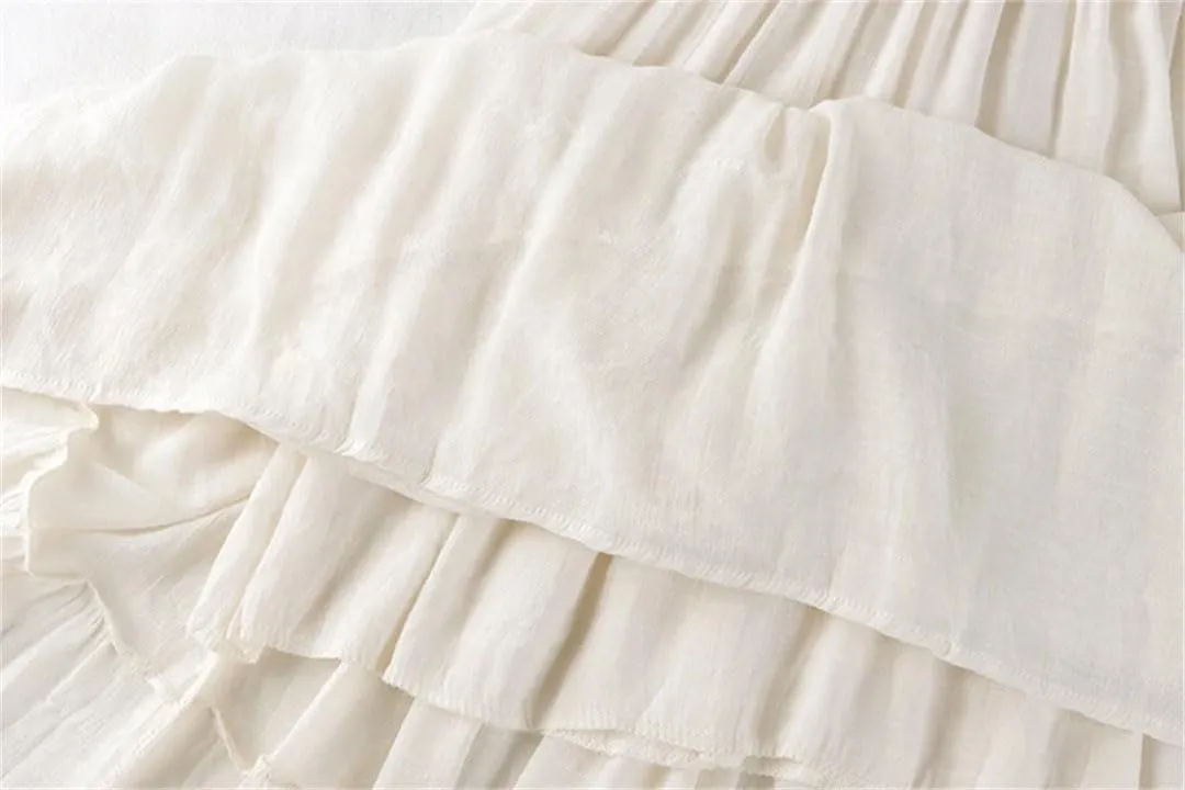 Women Summer A-Line Solid Patchwork Casual Loose Pleated Skirts