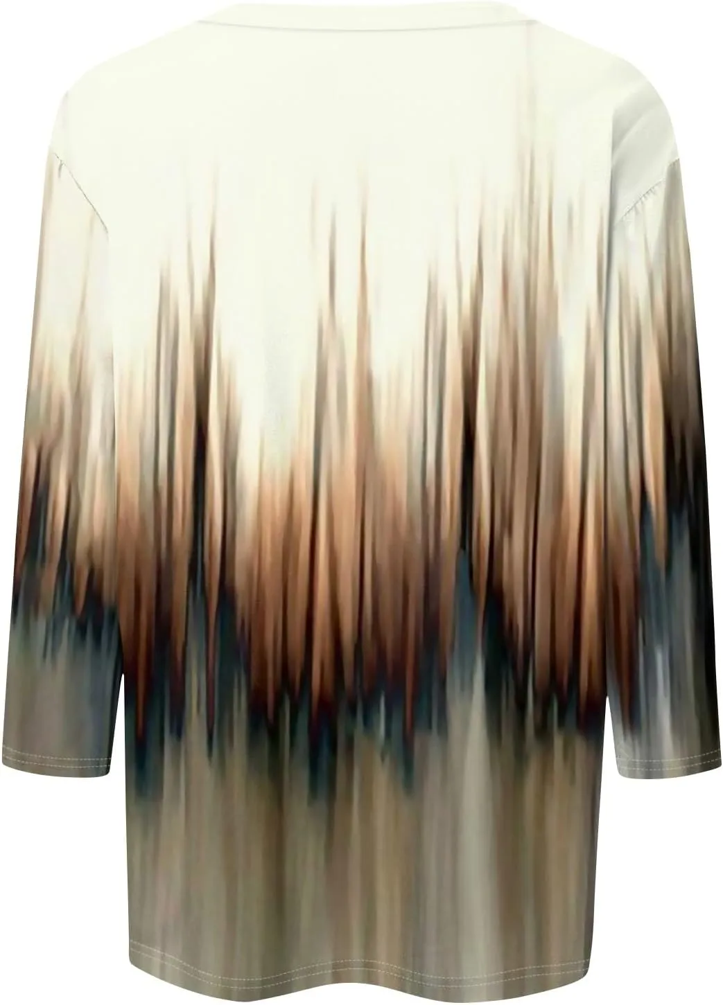 Women T Shirt O-Neck 3/4 Sleeve Shirts Trendy Basic Blouses Cute Loose Fit Tunic Casual Printed Clothing