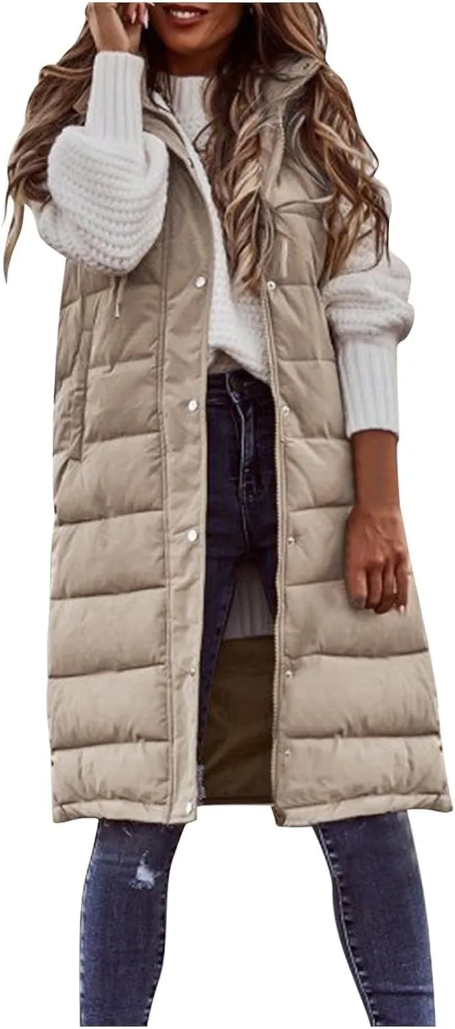 Women Vest Long Down Jacket Winter Down Jacket Casual Winter Puffer Jacket Warm Down Jacket