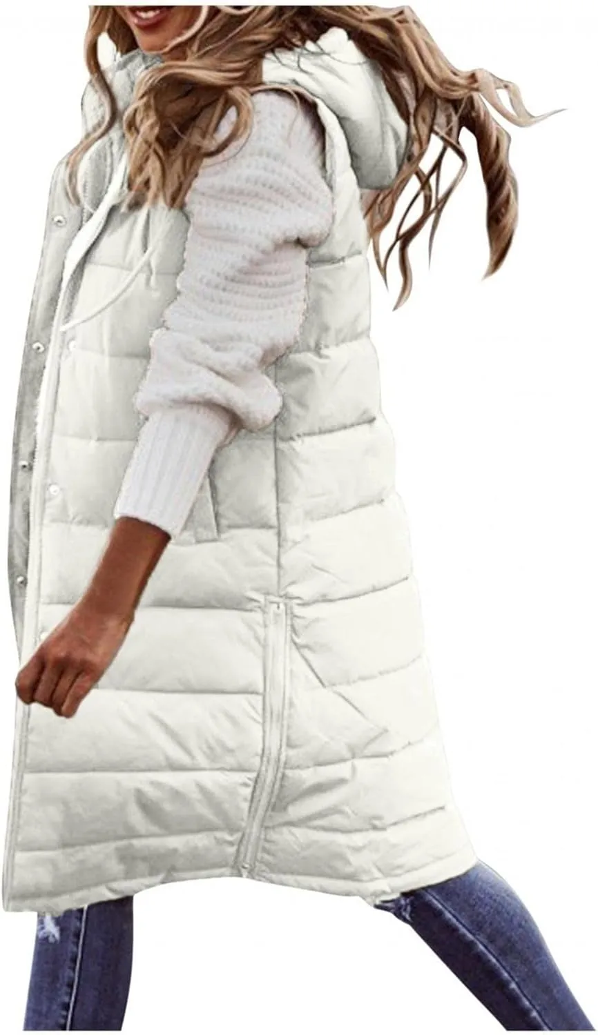 Women Vest Long Down Jacket Winter Down Jacket Casual Winter Puffer Jacket Warm Down Jacket