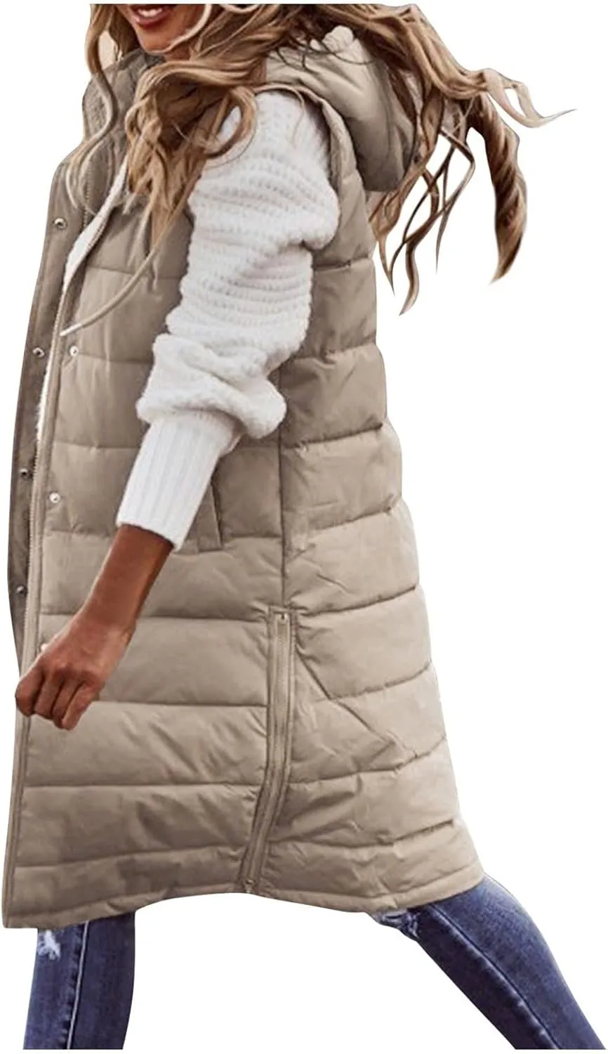 Women Vest Long Down Jacket Winter Down Jacket Casual Winter Puffer Jacket Warm Down Jacket