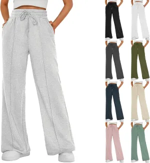 Women Wide Leg Sweatpants High Waist Baggy Sweatpants Drawstring Straight Leg Sweatpants with Pocket Lounge Pants