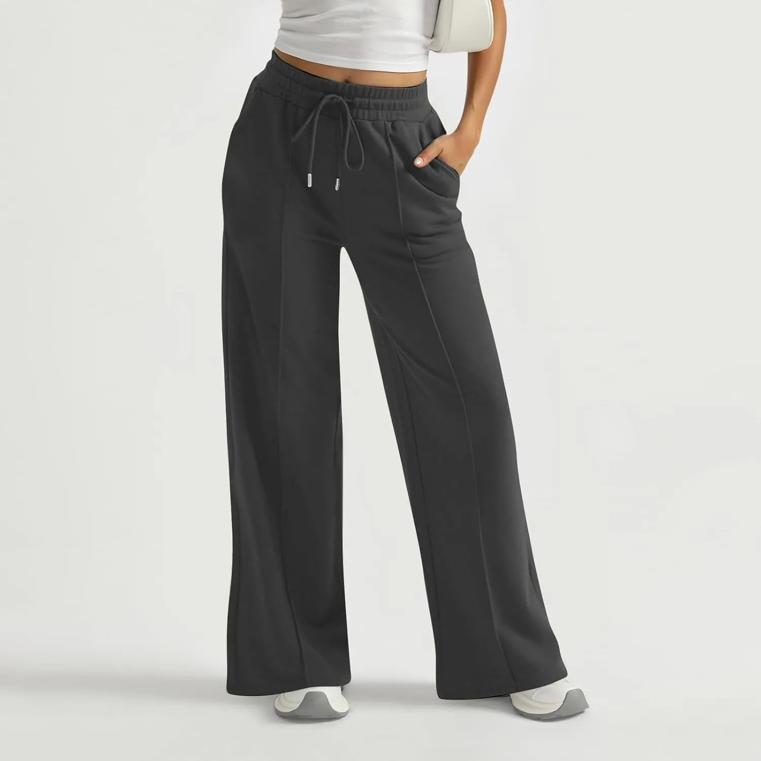 Women Wide Leg Sweatpants High Waist Baggy Sweatpants Drawstring Straight Leg Sweatpants with Pocket Lounge Pants