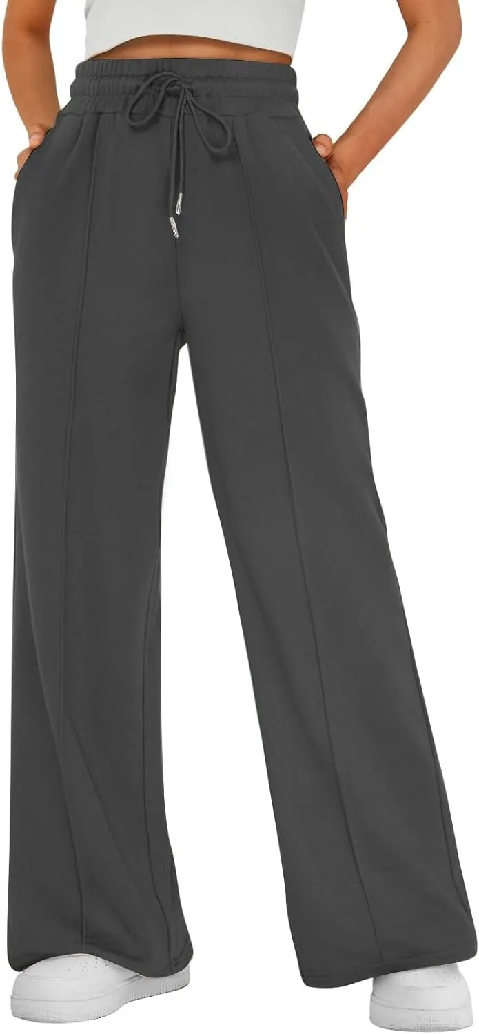 Women Wide Leg Sweatpants High Waist Baggy Sweatpants Drawstring Straight Leg Sweatpants with Pocket Lounge Pants