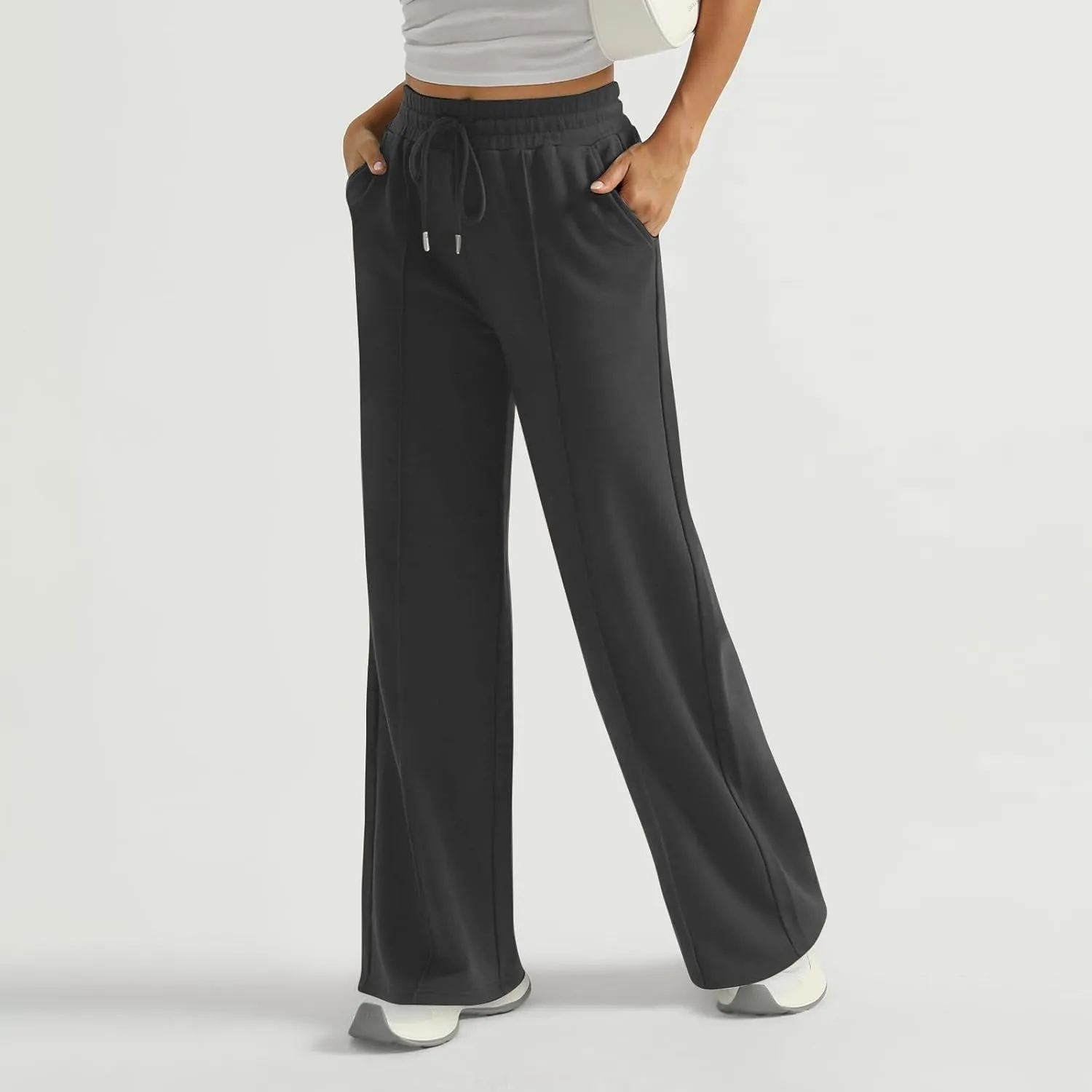 Women Wide Leg Sweatpants High Waist Baggy Sweatpants Drawstring Straight Leg Sweatpants with Pocket Lounge Pants