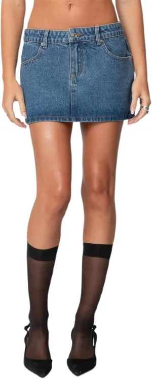 Women Y2k Jean Skirt Low Rise Casual Mini Denim Skirt Retro Button Front Short Cargo Skirt with Pockets