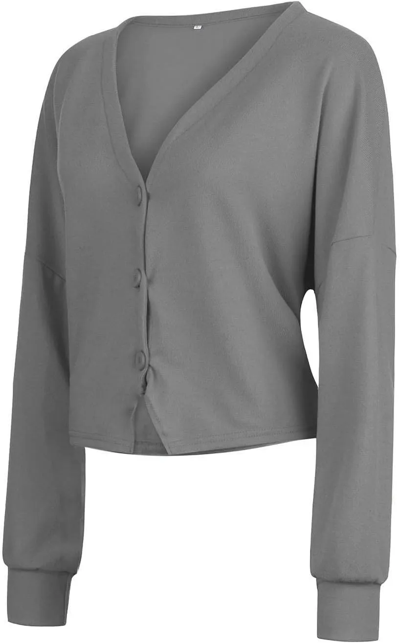 Womens 2023 Fall Sweaters Lightweight Open Front Cardigan Sweaters Button Down Ribbed Knit Sweater Outwear