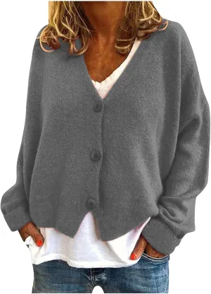 Womens 2023 Fall Sweaters Lightweight Open Front Cardigan Sweaters Button Down Ribbed Knit Sweater Outwear