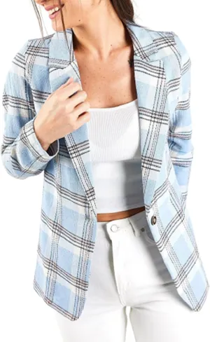 Womens 2023 Plaid Shacket Jacket Casual Button Wool Blend Winter Tartan Trench Coat Long Sleeve Fall Shirt Jacket Coat
