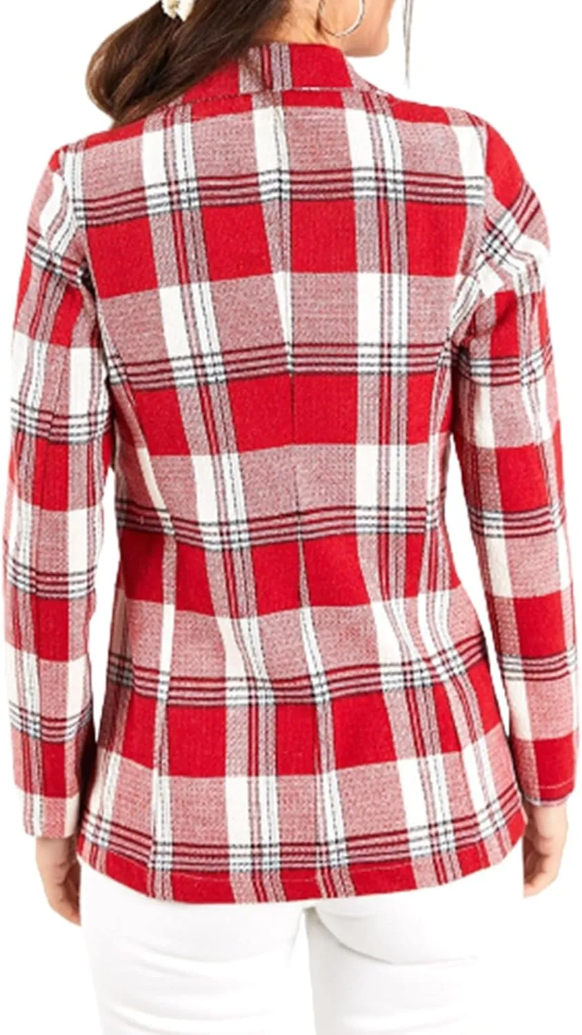 Womens 2023 Plaid Shacket Jacket Casual Button Wool Blend Winter Tartan Trench Coat Long Sleeve Fall Shirt Jacket Coat