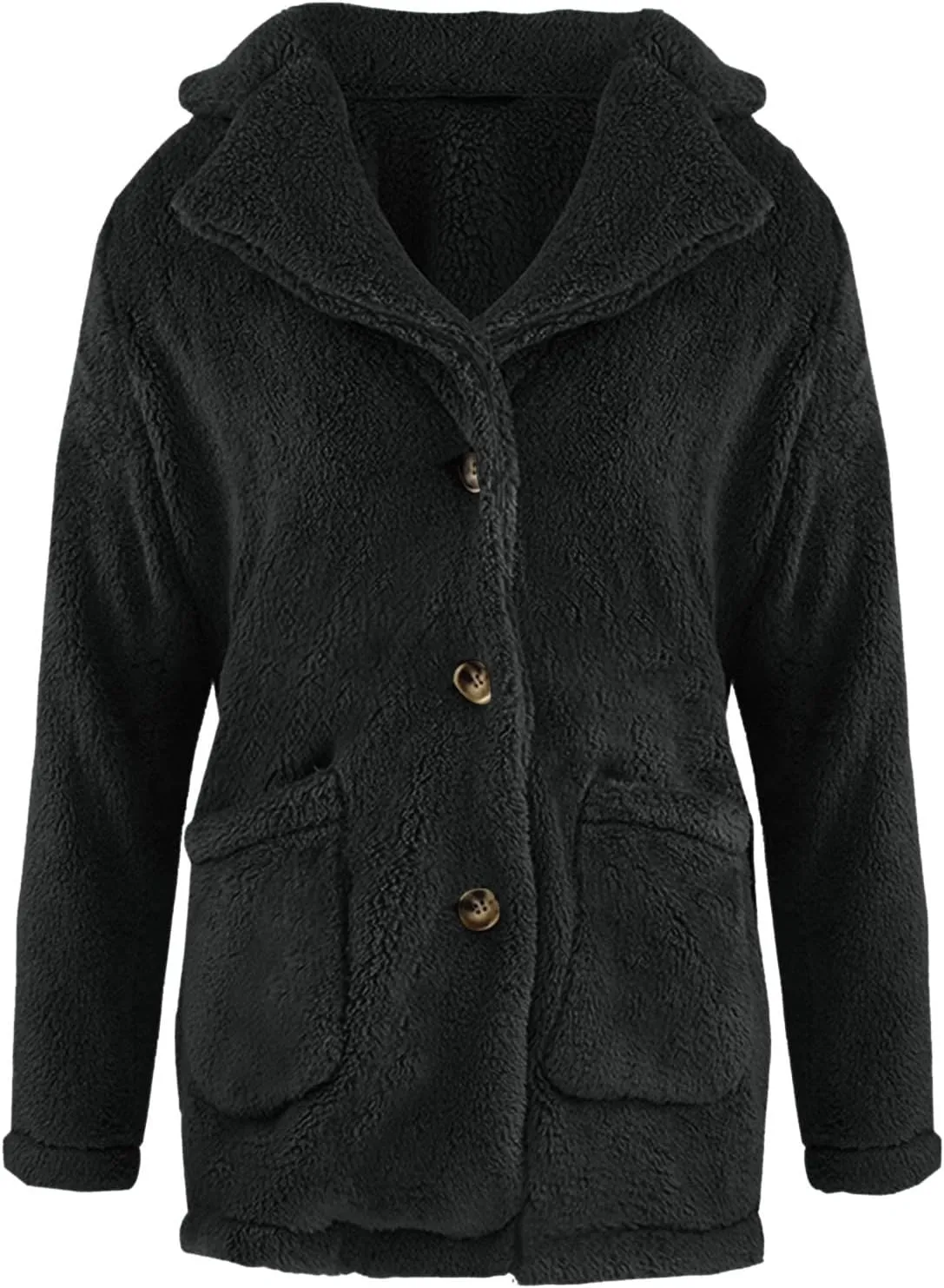Womens 2023 Winter Jacket Fleece Teddy Bear Sherpa Jacket Coats with Pockets Outerwear Long Sleeve Casual Winter Warm Coat