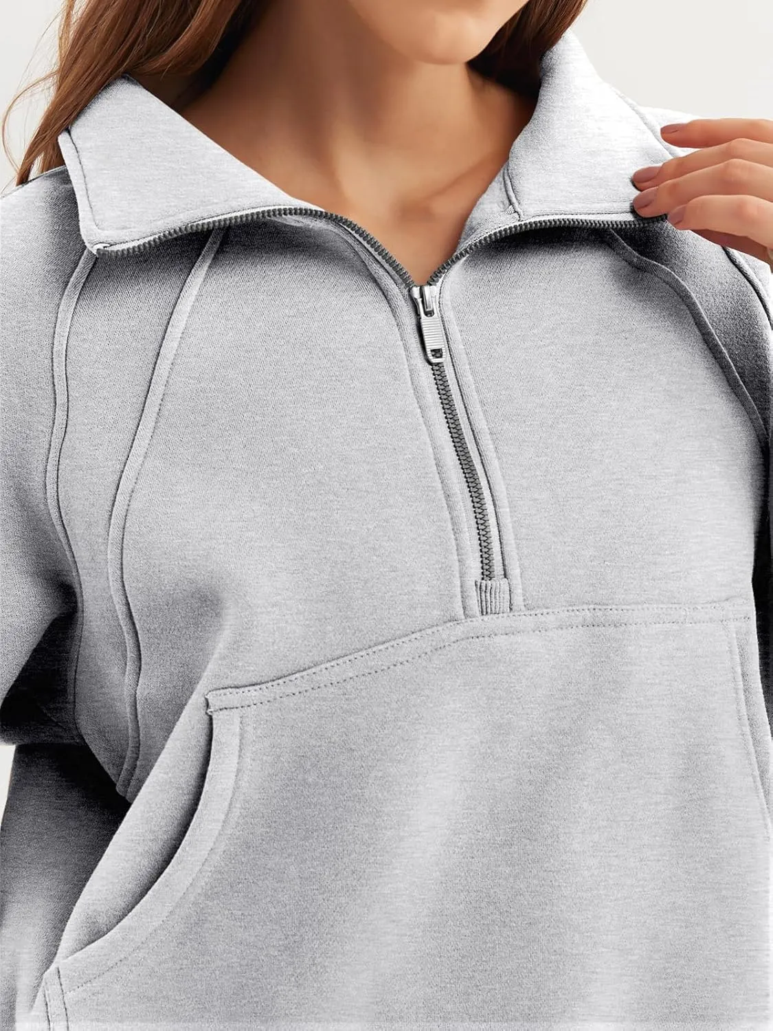 Women's 2024 Sweatshirts Half Zip Cropped Pullover Women Half Zip Workout Athletic Quarter Zipper Pullover