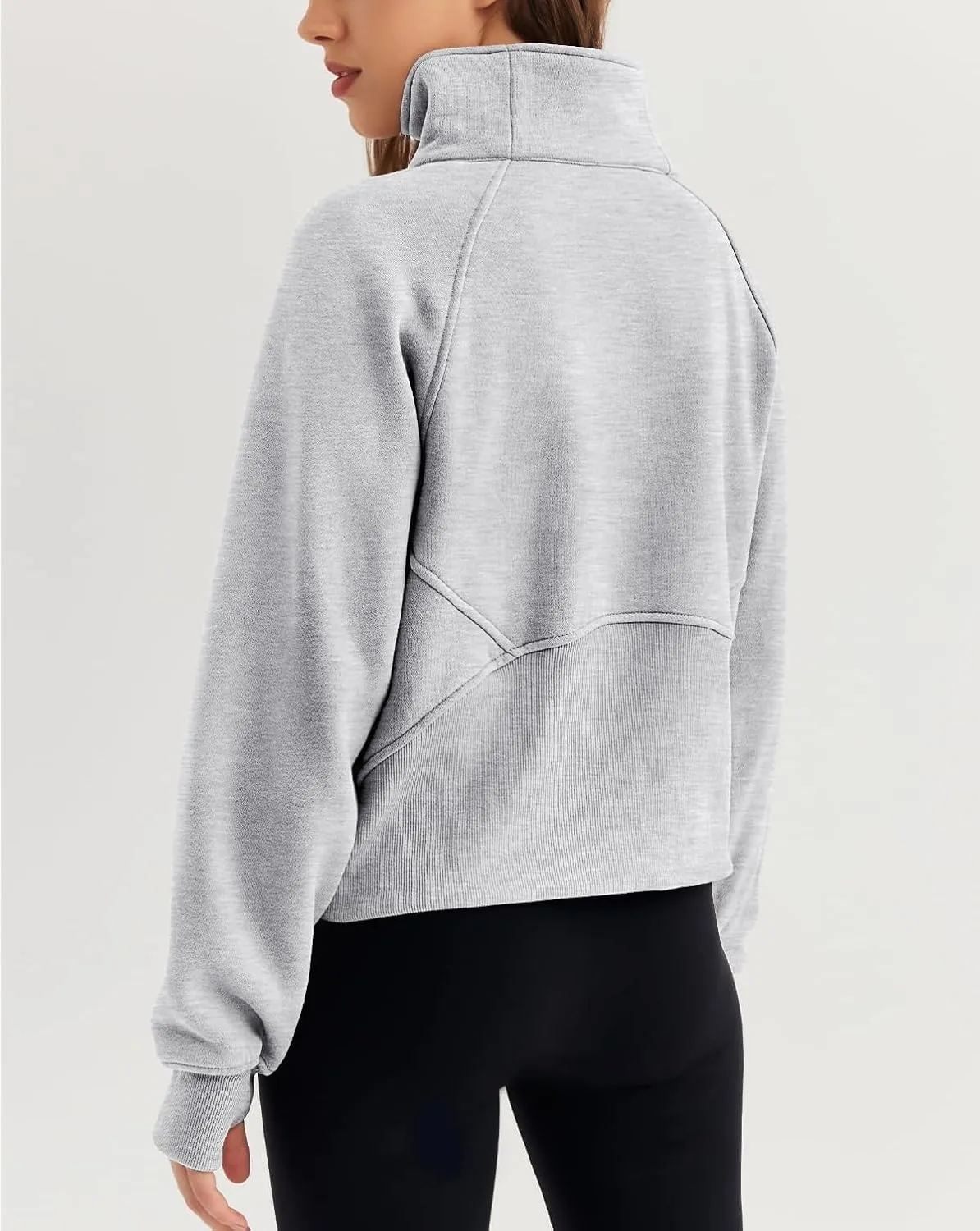 Women's 2024 Sweatshirts Half Zip Cropped Pullover Women Half Zip Workout Athletic Quarter Zipper Pullover