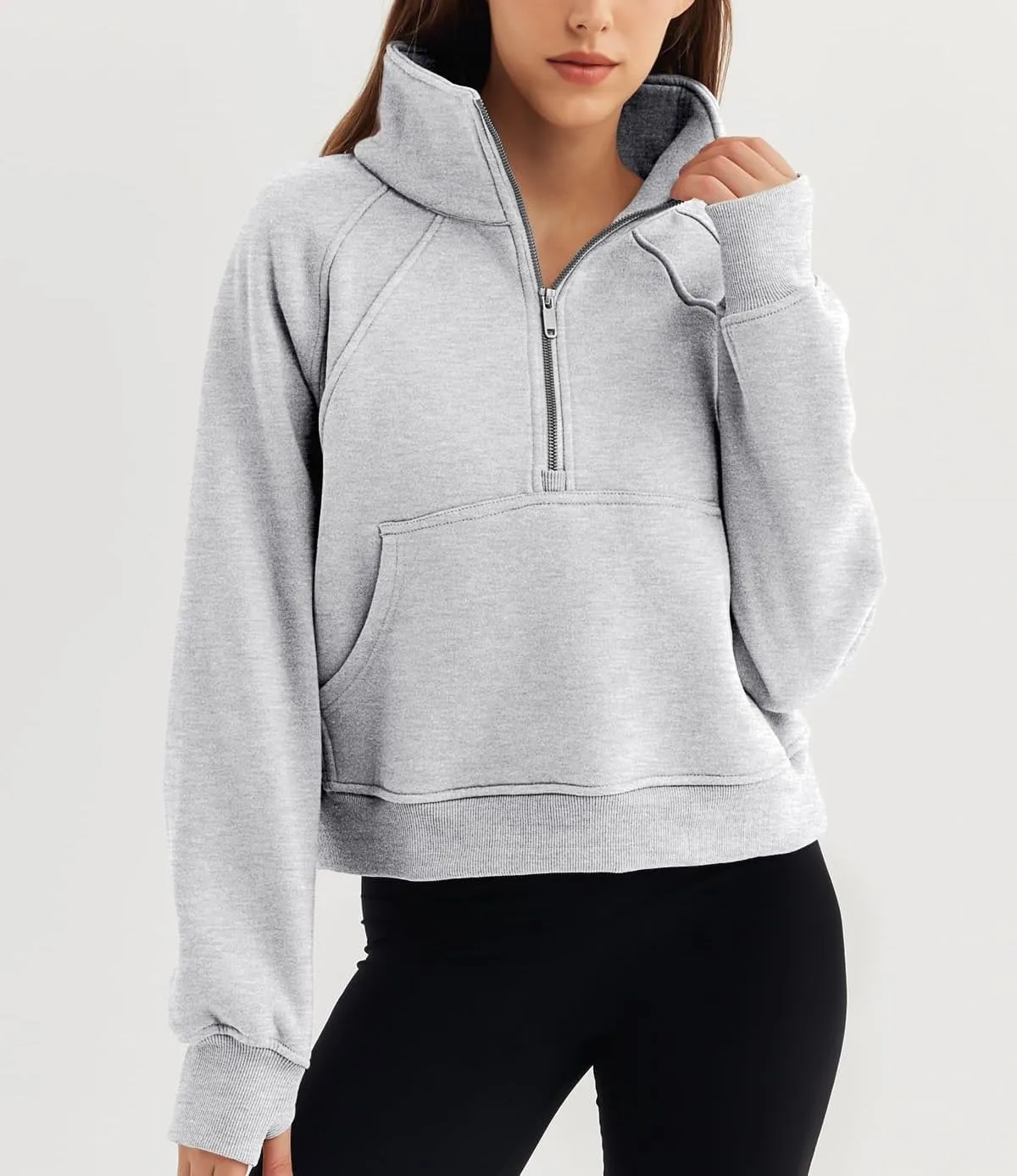 Women's 2024 Sweatshirts Half Zip Cropped Pullover Women Half Zip Workout Athletic Quarter Zipper Pullover