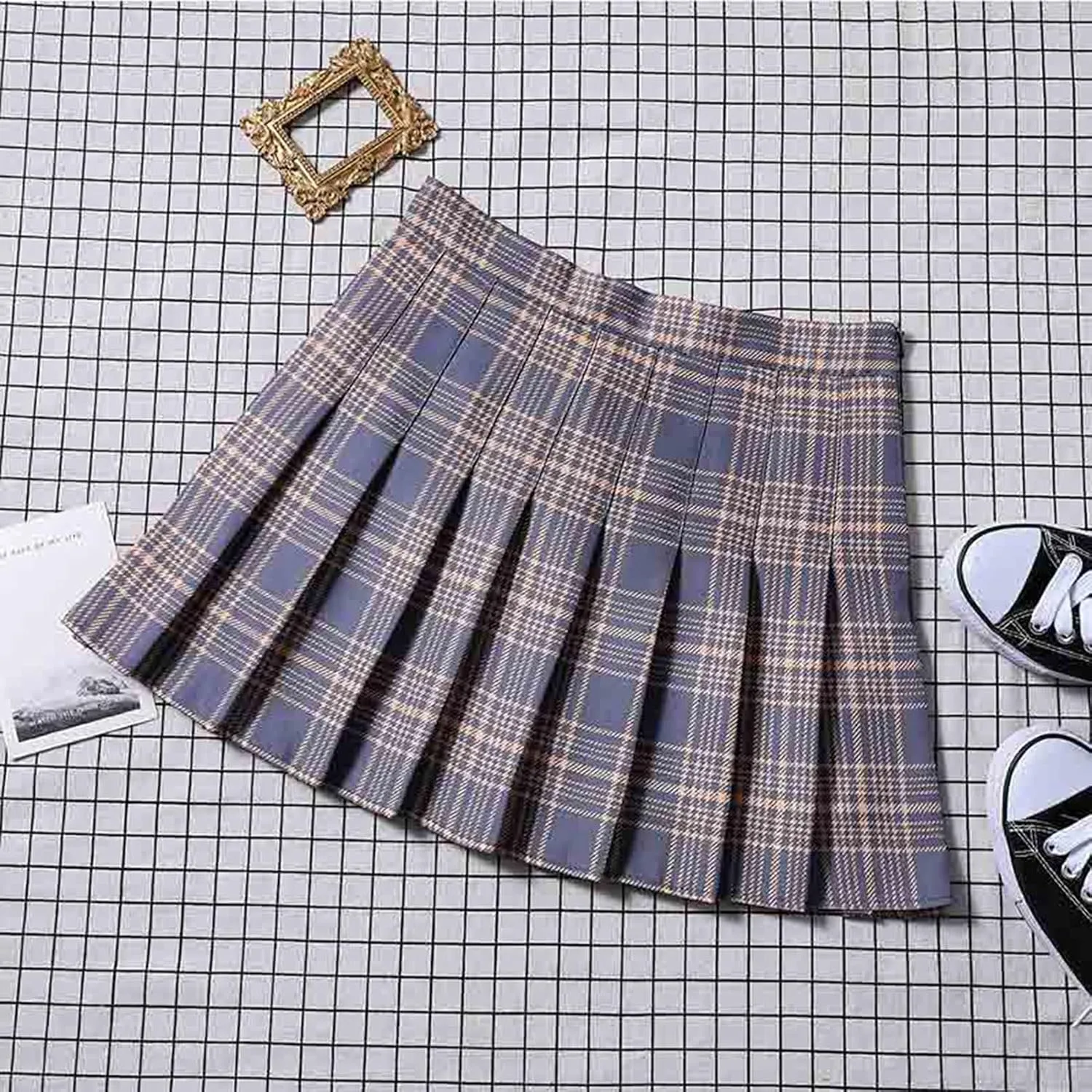 Women's A-line High Waist Short Skirt Pleated Short Mini Skirts Dance Large Swing Half Preppy Skirts Spring