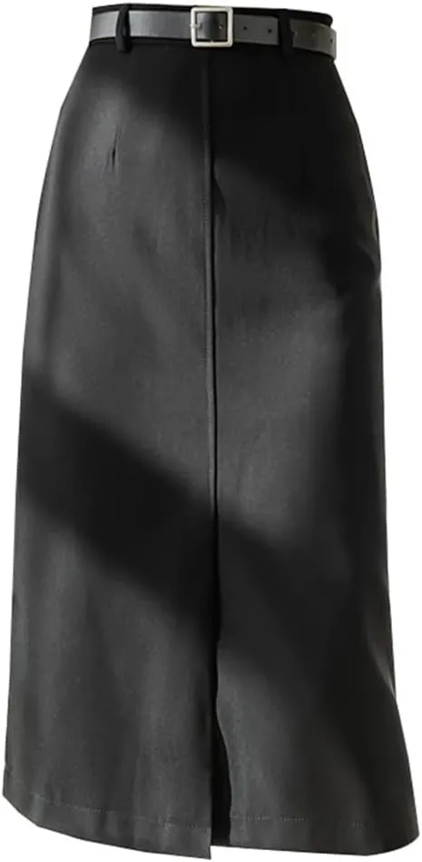 Women's A-Line Skirts Elegant High Waist Solid Office Style Front Split Mid Skirts