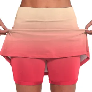 Womens Activewear Pleated Tennis Skirts Fade Pattern Printed Culottes Skinny Mid Waisted Workout Summer Casual Skirt