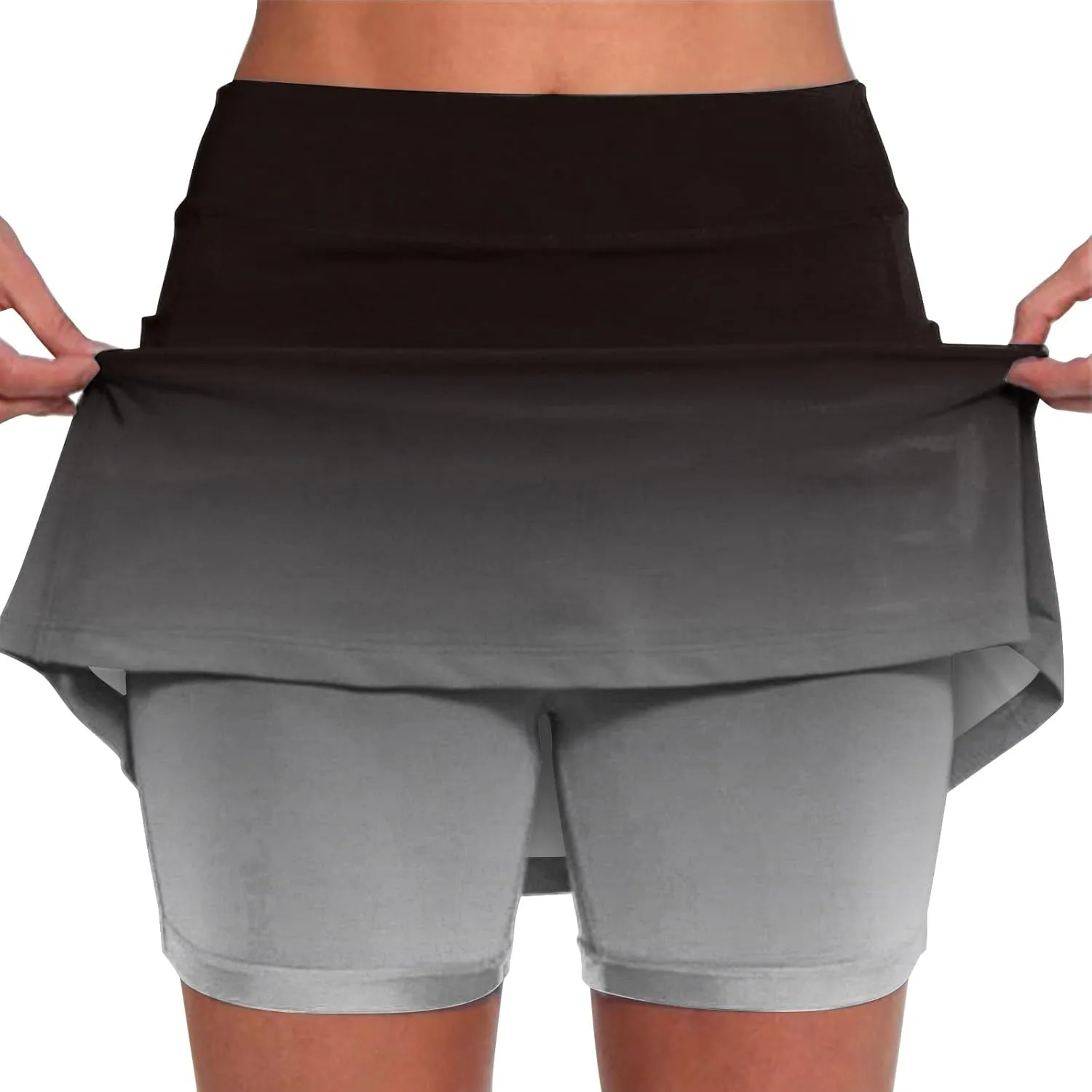 Womens Activewear Pleated Tennis Skirts Fade Pattern Printed Culottes Skinny Mid Waisted Workout Summer Fashion Skirt