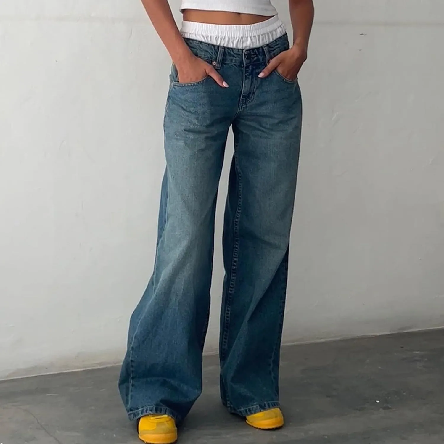 Women's Baggy Jeans Y2k Baggy Loose Boyfriend Trouser Jeans High Waisted Stretch Casual Fashion y2k Denim Pants