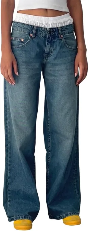 Women's Baggy Jeans Y2k Baggy Loose Boyfriend Trouser Jeans High Waisted Stretch Casual Fashion y2k Denim Pants