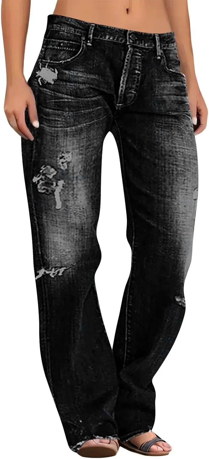 Women's Baggy Jeans Y2k Baggy Loose Boyfriend Trouser Jeans High Waisted Stretch Casual Fashion y2k Denim Pants