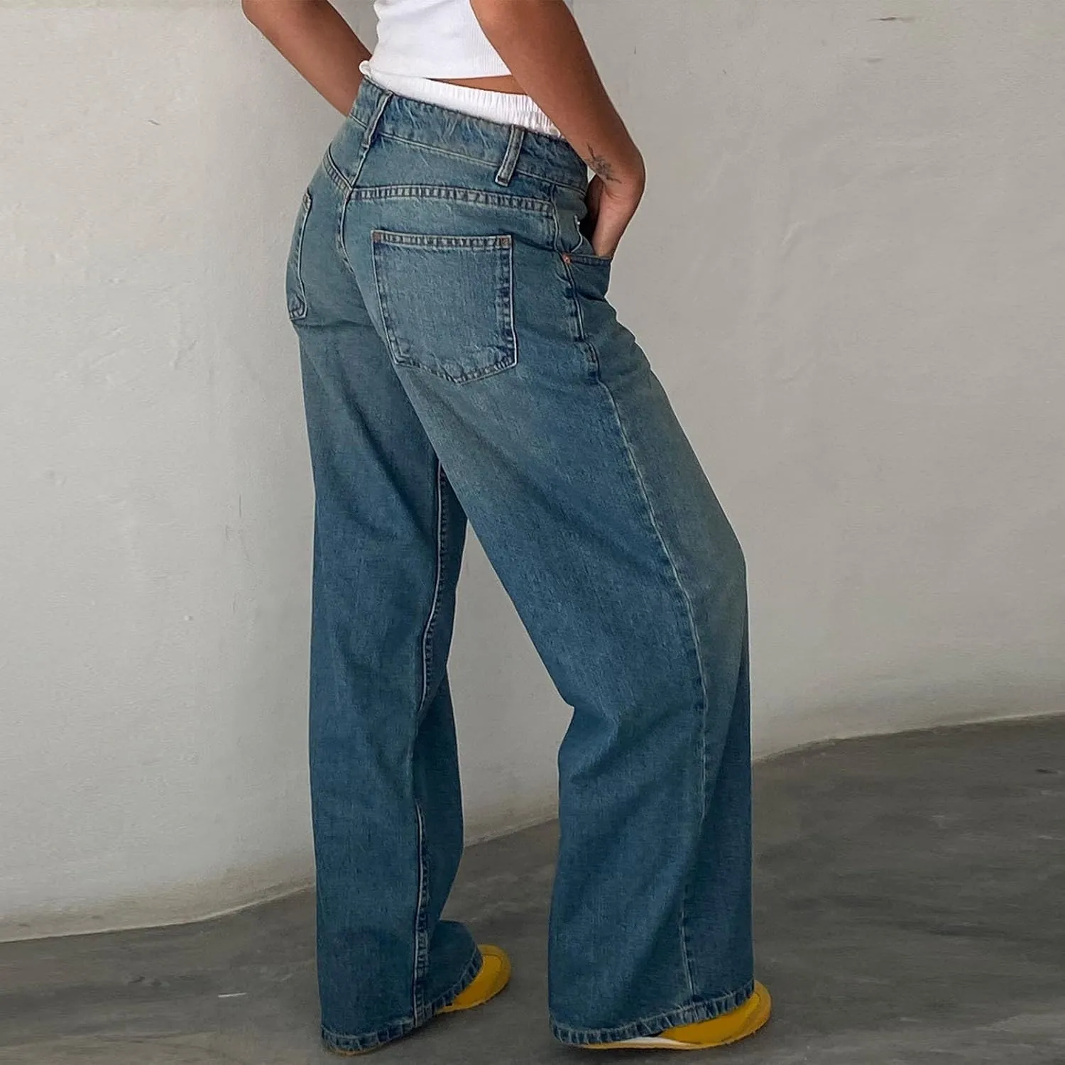 Women's Baggy Jeans Y2k Baggy Loose Boyfriend Trouser Jeans High Waisted Stretch Casual Fashion y2k Denim Pants