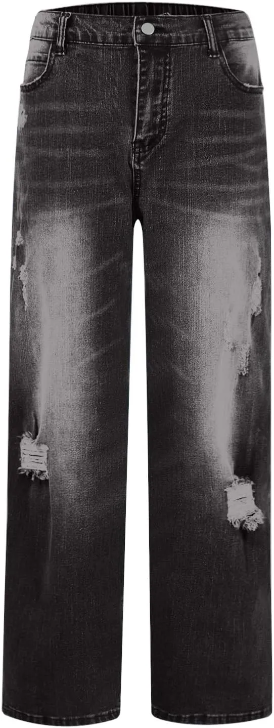 Women's Baggy Jeans Y2k Baggy Loose Boyfriend Trouser Jeans High Waisted Stretch Casual Fashion y2k Denim Pants