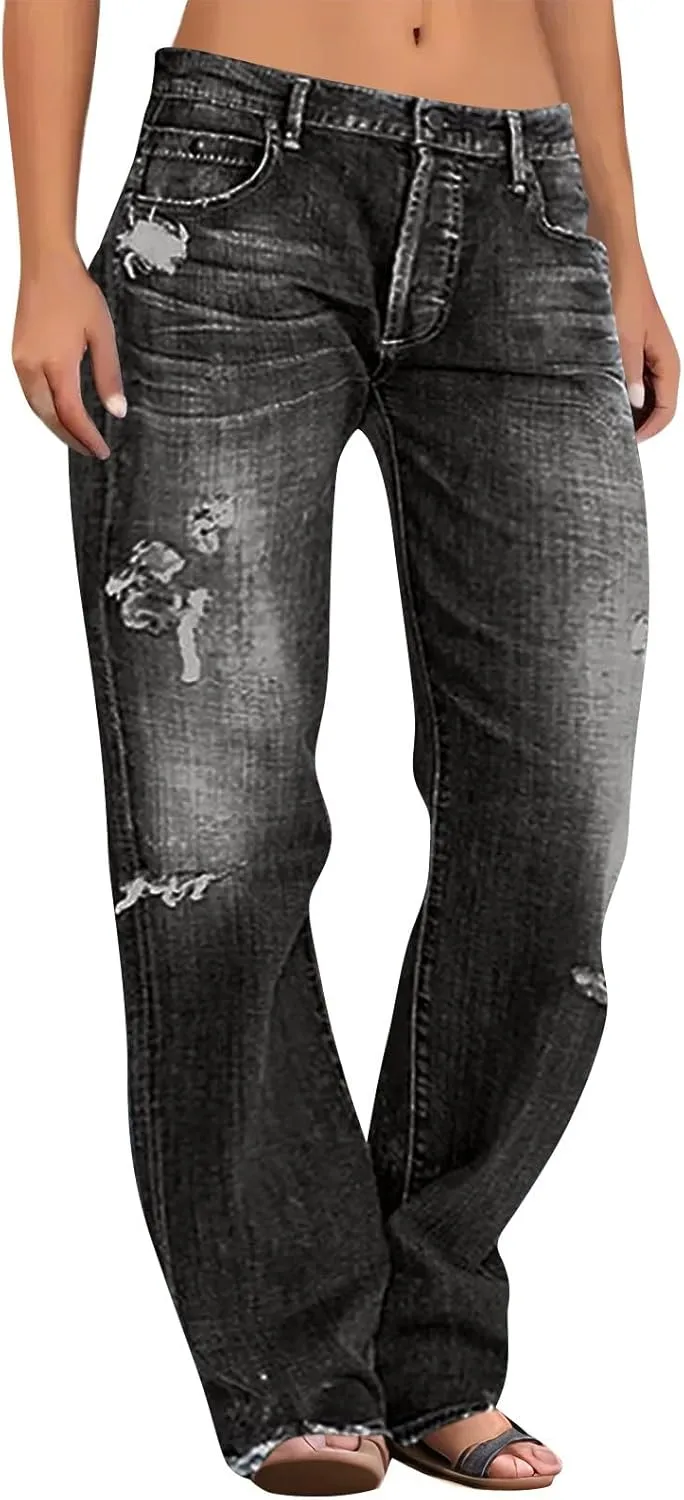 Women's Baggy Jeans Y2k Baggy Loose Boyfriend Trouser Jeans High Waisted Stretch Casual Fashion y2k Denim Pants