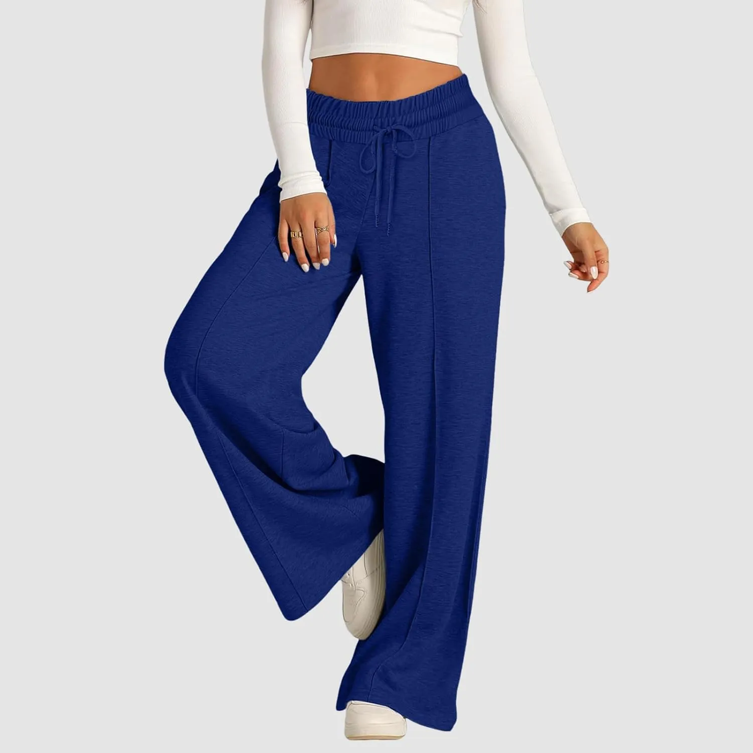 Women's Baggy Tall Wide Leg Sweatpants Fleece Lined Cozy Loose Open Bottom Joggers Casual Soft Athletic Open Leg