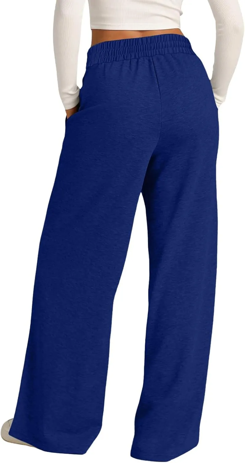 Women's Baggy Tall Wide Leg Sweatpants Fleece Lined Cozy Loose Open Bottom Joggers Casual Soft Athletic Open Leg