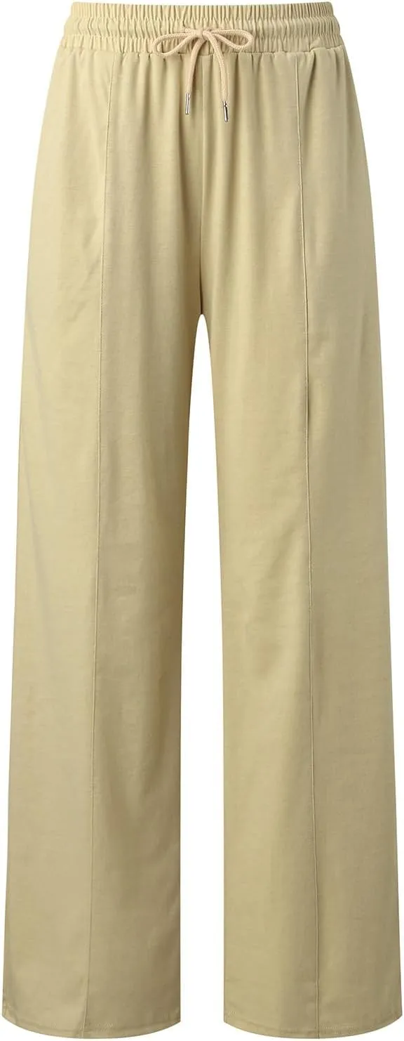 Women's Baggy Tall Wide Leg Sweatpants Fleece Lined Cozy Loose Open Bottom Joggers Casual Soft Athletic Open Leg