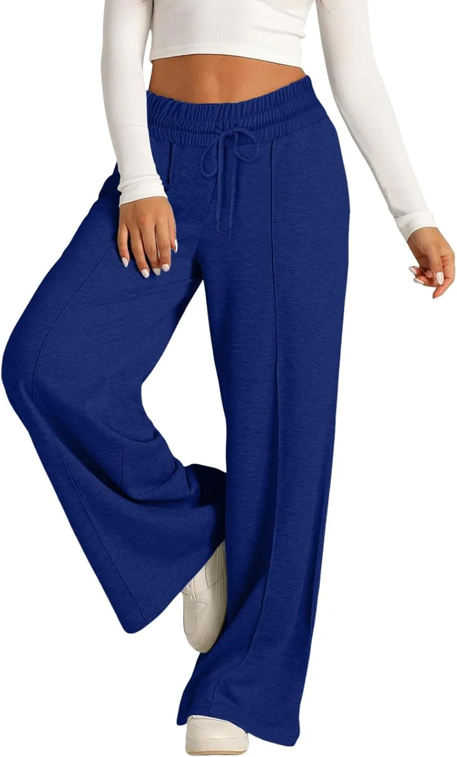 Women's Baggy Tall Wide Leg Sweatpants Fleece Lined Cozy Loose Open Bottom Joggers Casual Soft Athletic Open Leg