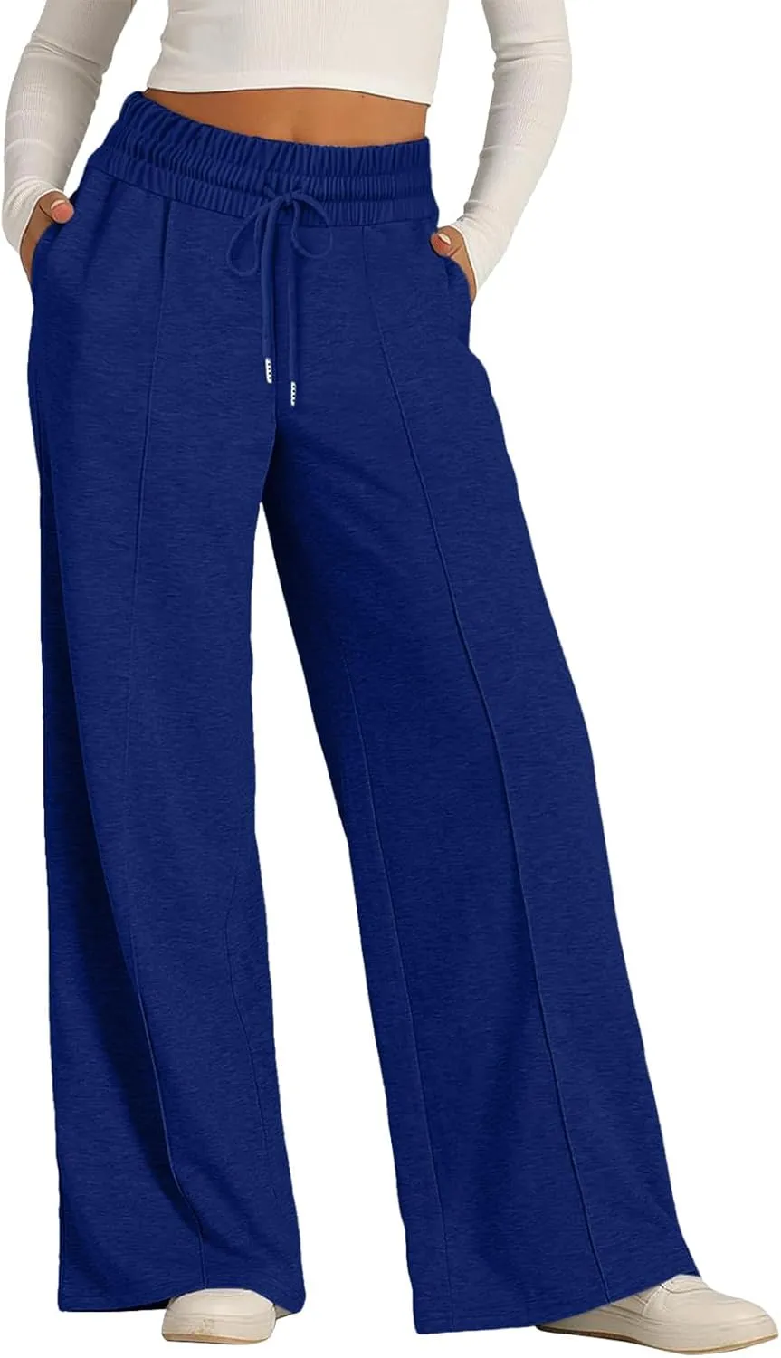 Women's Baggy Tall Wide Leg Sweatpants Fleece Lined Cozy Loose Open Bottom Joggers Casual Soft Athletic Open Leg