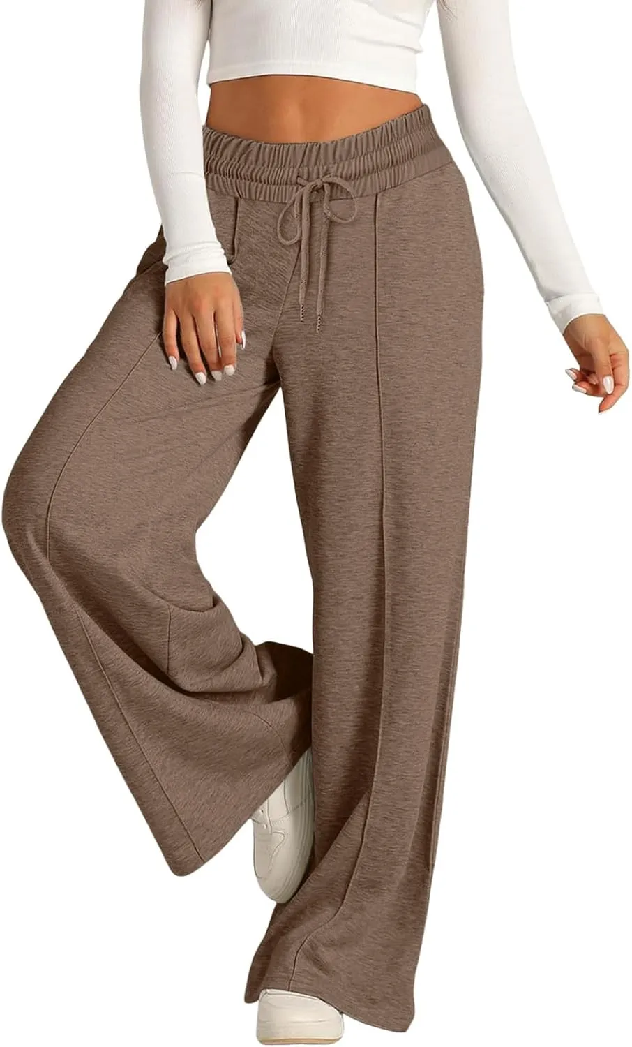 Women's Baggy Tall Wide Leg Sweatpants Fleece Lined Cozy Loose Open Bottom Joggers Casual Soft Athletic Open Leg