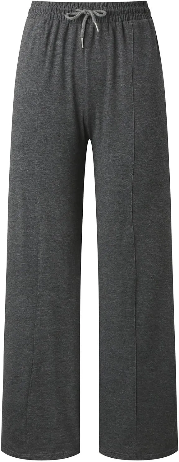 Women's Baggy Tall Wide Leg Sweatpants Fleece Lined Cozy Loose Open Bottom Joggers Casual Soft Athletic Open Leg