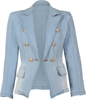 Women's Basic Button Down Long Sleeve Stretchy Jean Trucker Denim Jacket Women's Casual Denim Short Shacket 2024