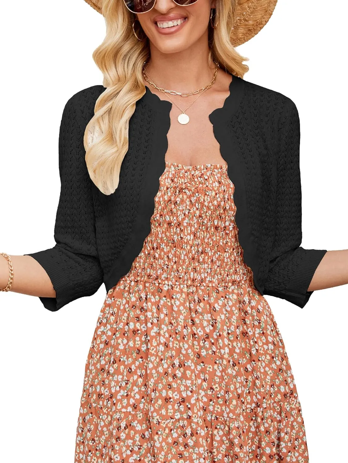 Women's Bolero Shrugs Cropped Cardigan Sweaters Open Front Sweaters Lightweight Shrugs for Dresses