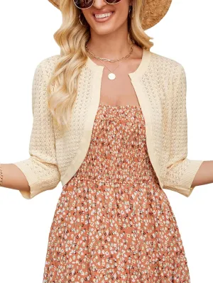 Women's Bolero Shrugs Cropped Cardigan Sweaters Open Front Sweaters Lightweight Shrugs for Dresses