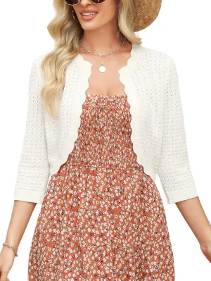 Women's Bolero Shrugs Cropped Cardigan Sweaters Open Front Sweaters Lightweight Shrugs for Dresses