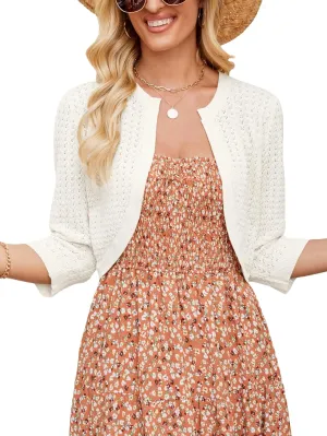 Women's Bolero Shrugs Cropped Cardigan Sweaters Open Front Sweaters Lightweight Shrugs for Dresses