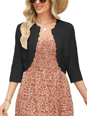 Women's Bolero Shrugs Cropped Cardigan Sweaters Open Front Sweaters Lightweight Shrugs for Dresses
