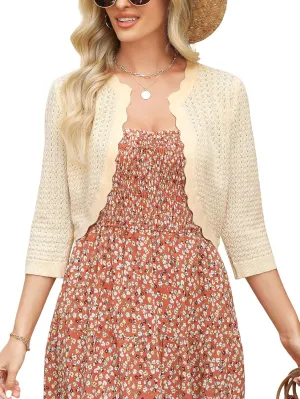 Women's Bolero Shrugs Cropped Cardigan Sweaters Open Front Sweaters Lightweight Shrugs for Dresses