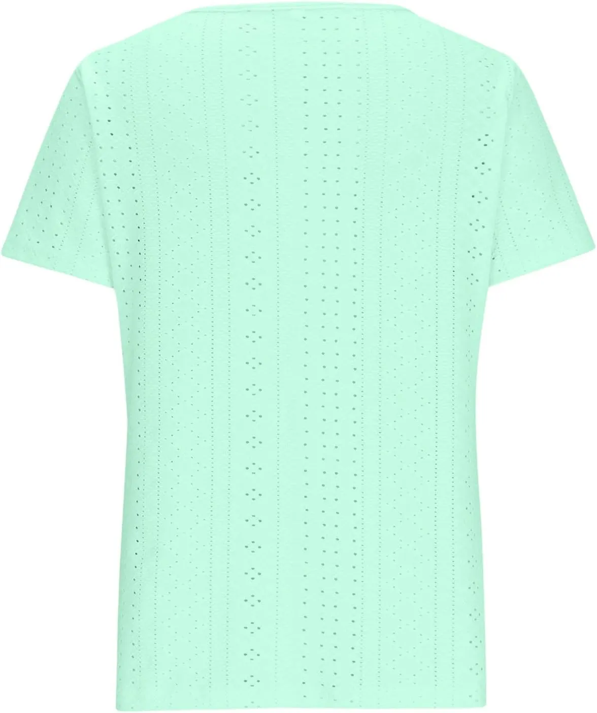 Womens Button Front Eyelet Tops Square Neck Short Sleeve Blouses Casual Summer Comfy Loose Fit Shirts